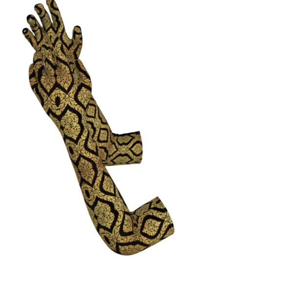 Gold Black Geometric Opera Gloves OS - Picture 1 of 6